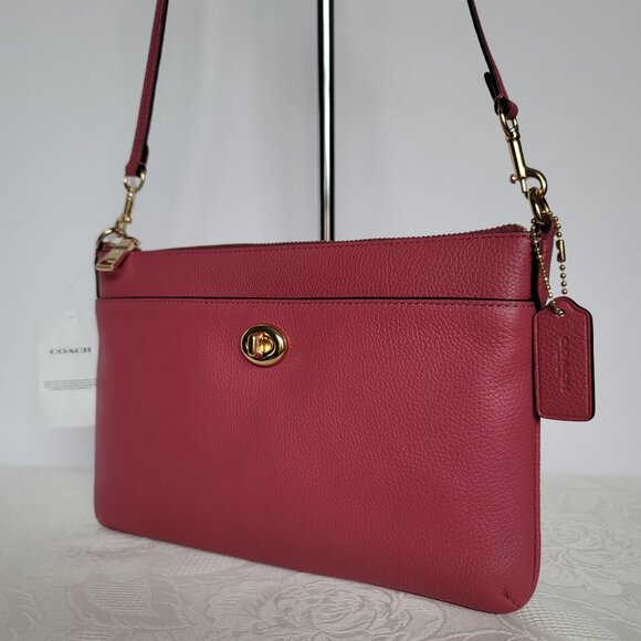 COACH Polly Pebbled Leather Crossbody Bag- Rouge color - Picture 4 of 16